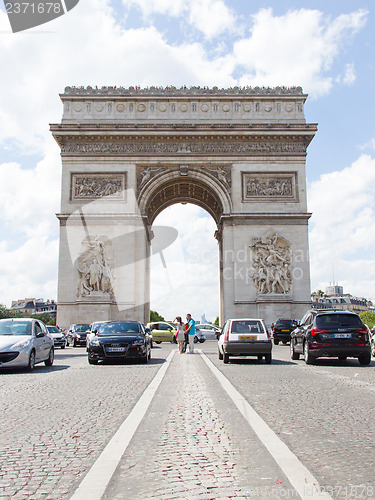 Image of PARIS - JULY 28: Arc de triomphe on July 28, 2013 in Place du Ca