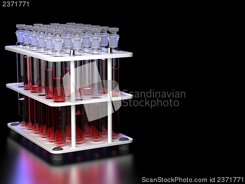 Image of Test Tubes on Bck Background.