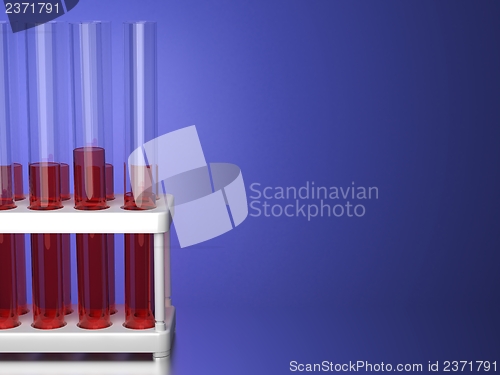 Image of Test Tubes on Blue Background.