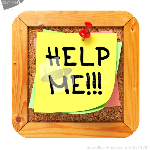 Image of Help Me. Sticker on Bulletin.