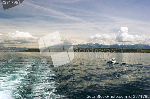 Image of Adriatic seascape with ship trace