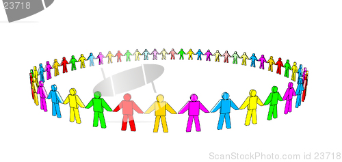 Image of multicolored 3d people in a circle.