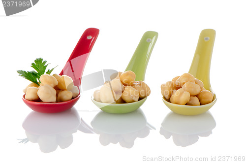 Image of chickpeas over spoons