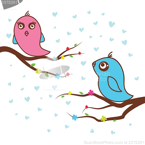 Image of Birds in love. Vector illustration.