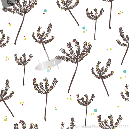 Image of White and black background with abstract plants, seamless pattern
