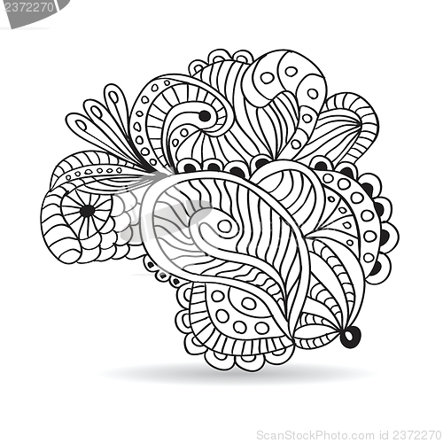 Image of Black and white hand drawn ornament.