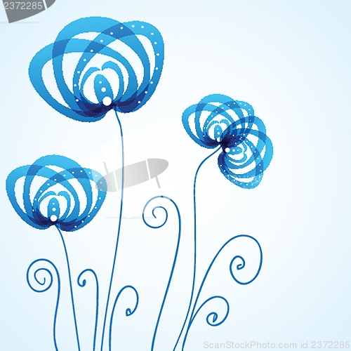 Image of Blue floral background with abstract flowers