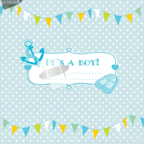 Image of Baby boy arrival announcement card.