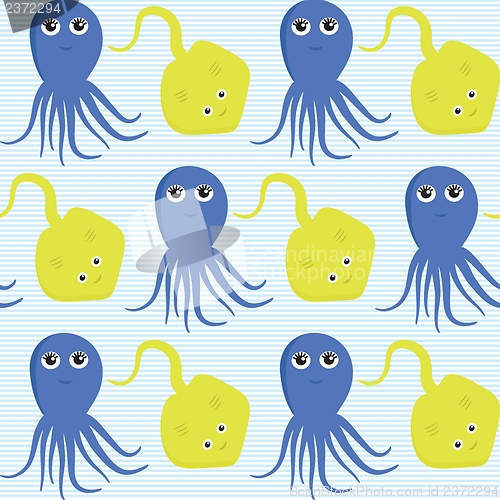 Image of Seamless pattern with octopus and ramp. Easy editable.