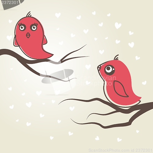 Image of Birds in love. Vector illustration.