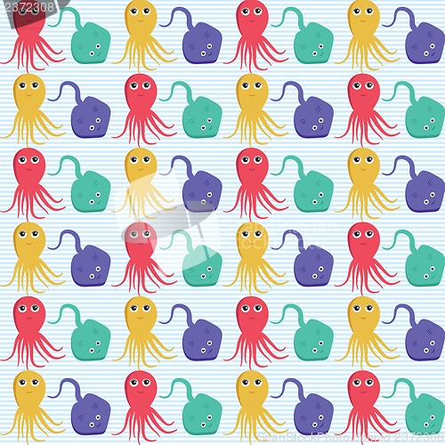 Image of Seamless pattern with octopus and ramp. Easy editable.
