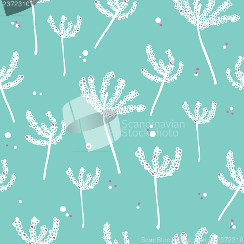 Image of White and blue background with abstract plants, seamless pattern