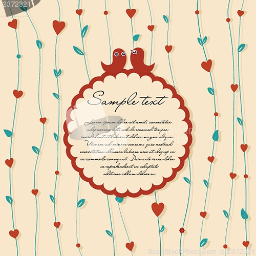 Image of Abstract floral background with hearts and flowers