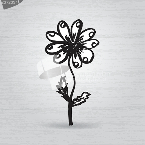 Image of Hand drawn ink rose flower on grunge beige background.