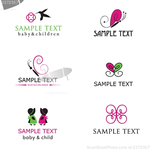 Image of Baby and children icons in bright colors