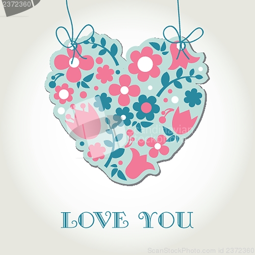 Image of Love greetings card with floral heart