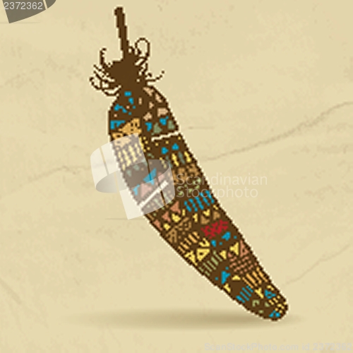 Image of Aztec feather vector illustration of hand drawn.