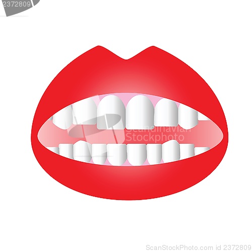 Image of red lips on white background