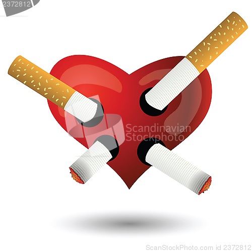 Image of red heart and cigarettes