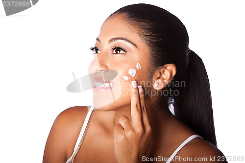 Image of Woman beaty facial moisturizing exfoliating lotion