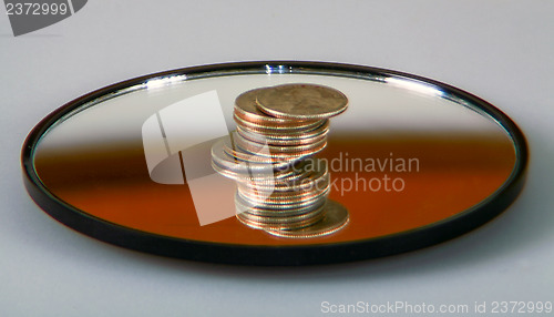 Image of Quarters on a mirror