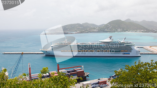 Image of ST MARTIN, ANTILLES - JULY 18, 2013: Cruise ship Freedom of the 