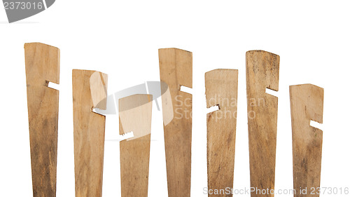 Image of Seven wooden tent pegs