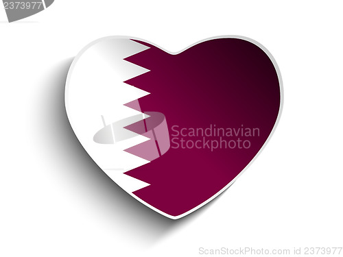 Image of Qatar Flag Heart Paper Sticker