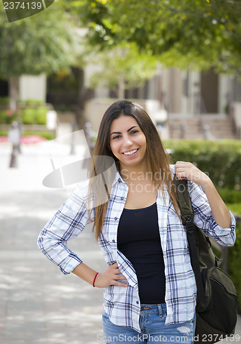 Image of Mixed Race Female Student on School Campus