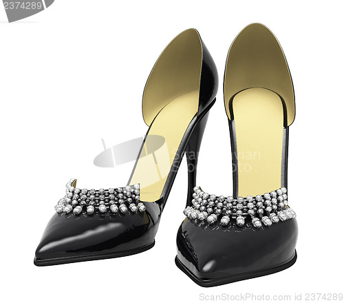 Image of Black patent leather women's high heels