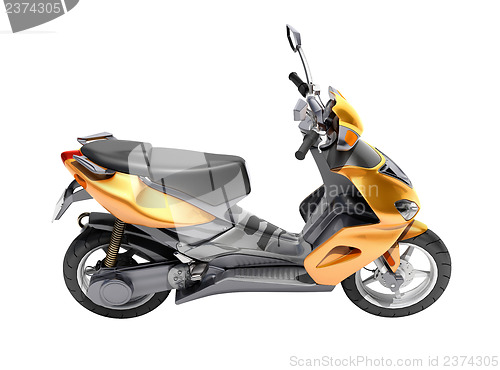 Image of Trendy orange scooter close up