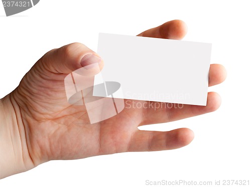Image of Hand with a blank business card