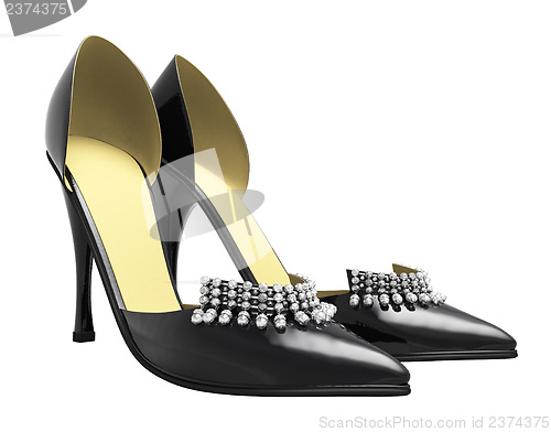 Image of Black patent leather women's high heels