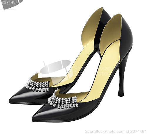 Image of Black patent leather women's high heels