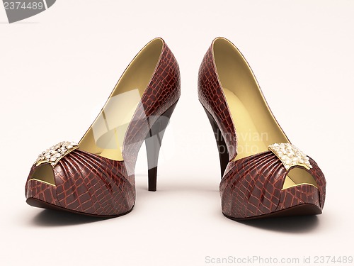 Image of Crocodile leather women's shoes with high heels