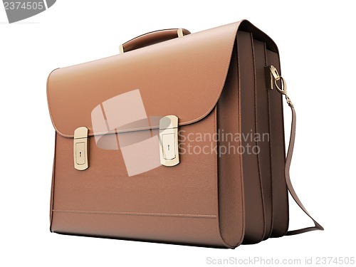 Image of Brown business briefcase isolated