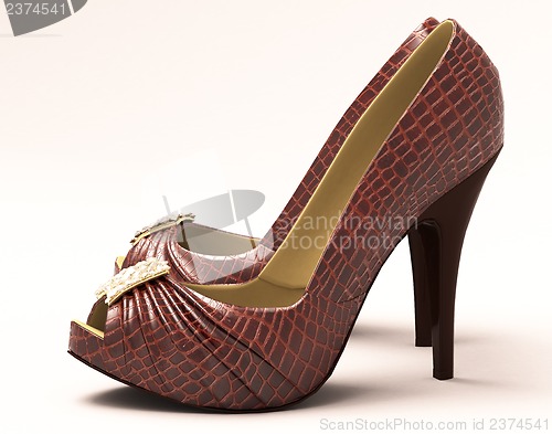 Image of Crocodile leather women's shoes with high heels
