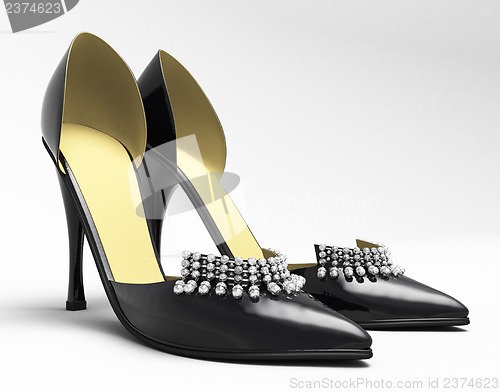 Image of Black patent leather women's high heels