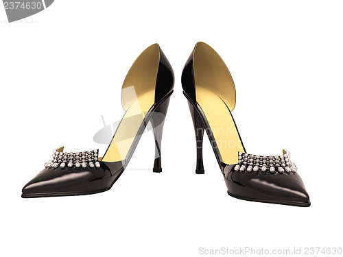 Image of Black patent leather women's high heels