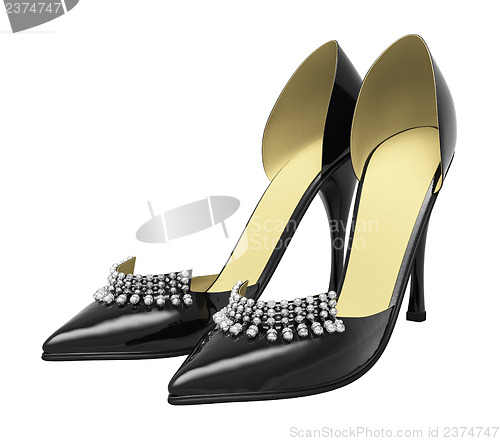 Image of Black patent leather women's high heels