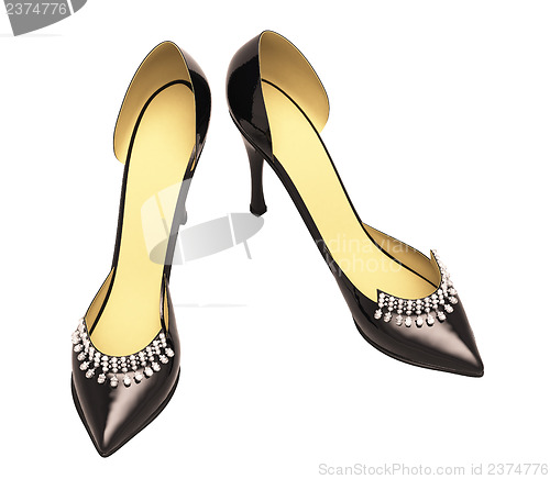 Image of Black patent leather women's high heels