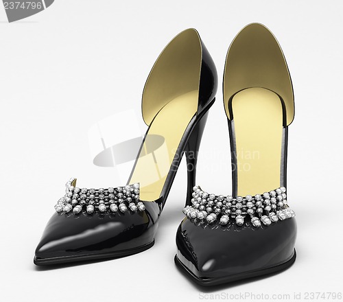 Image of Black patent leather women's high heels