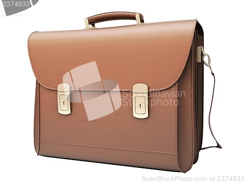 Image of Brown business briefcase isolated