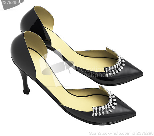 Image of Black patent leather women's high heels