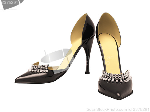 Image of Black patent leather women's high heels