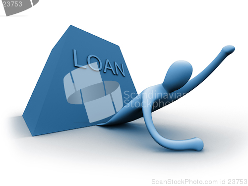 Image of 3d person under a heavy weight representing a loan.