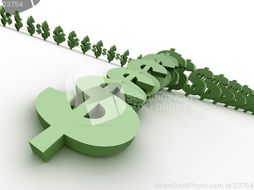 Image of Domino of 3d dollar symbols.