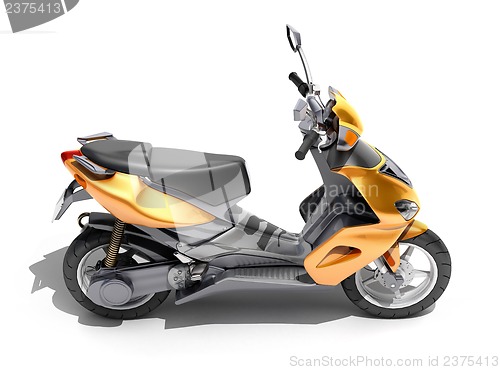 Image of Trendy orange scooter close up