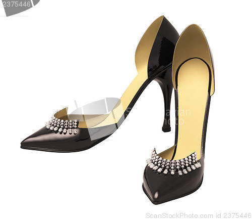 Image of Black patent leather women's high heels