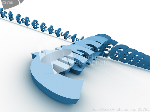 Image of Domino of 3d euro symbols.